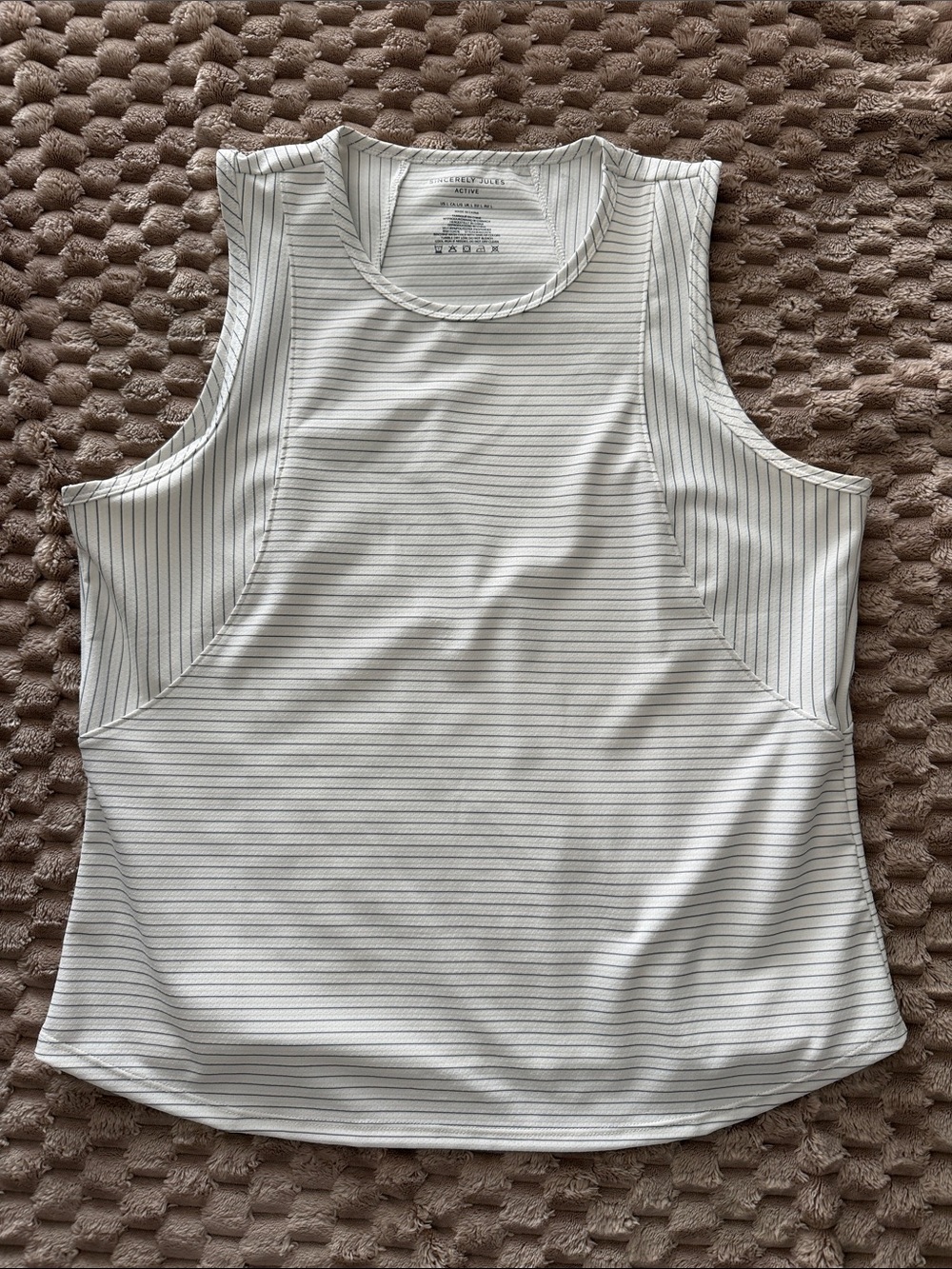 Striped White Performance Tank Top for Women